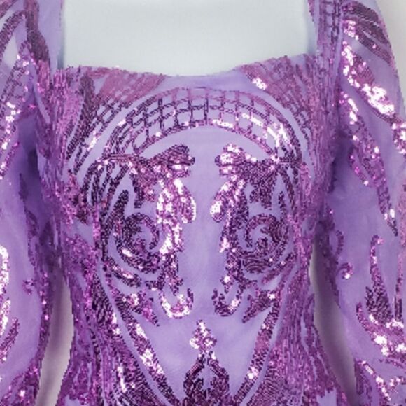 Purple Sequined Party Dress - Picture 6 of 10